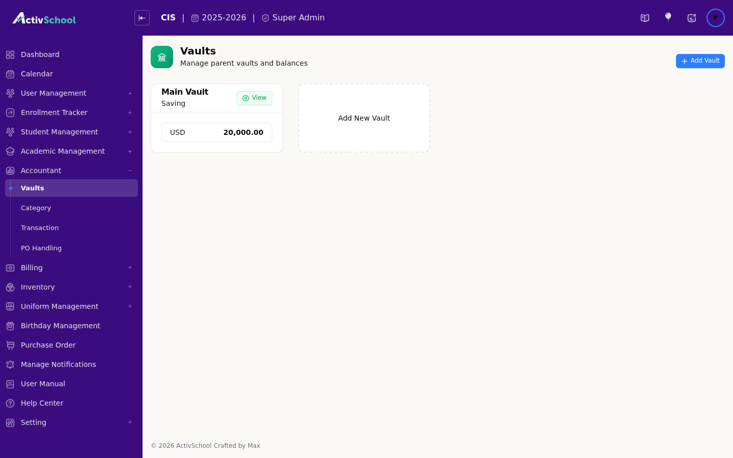 Screenshot of Accounting