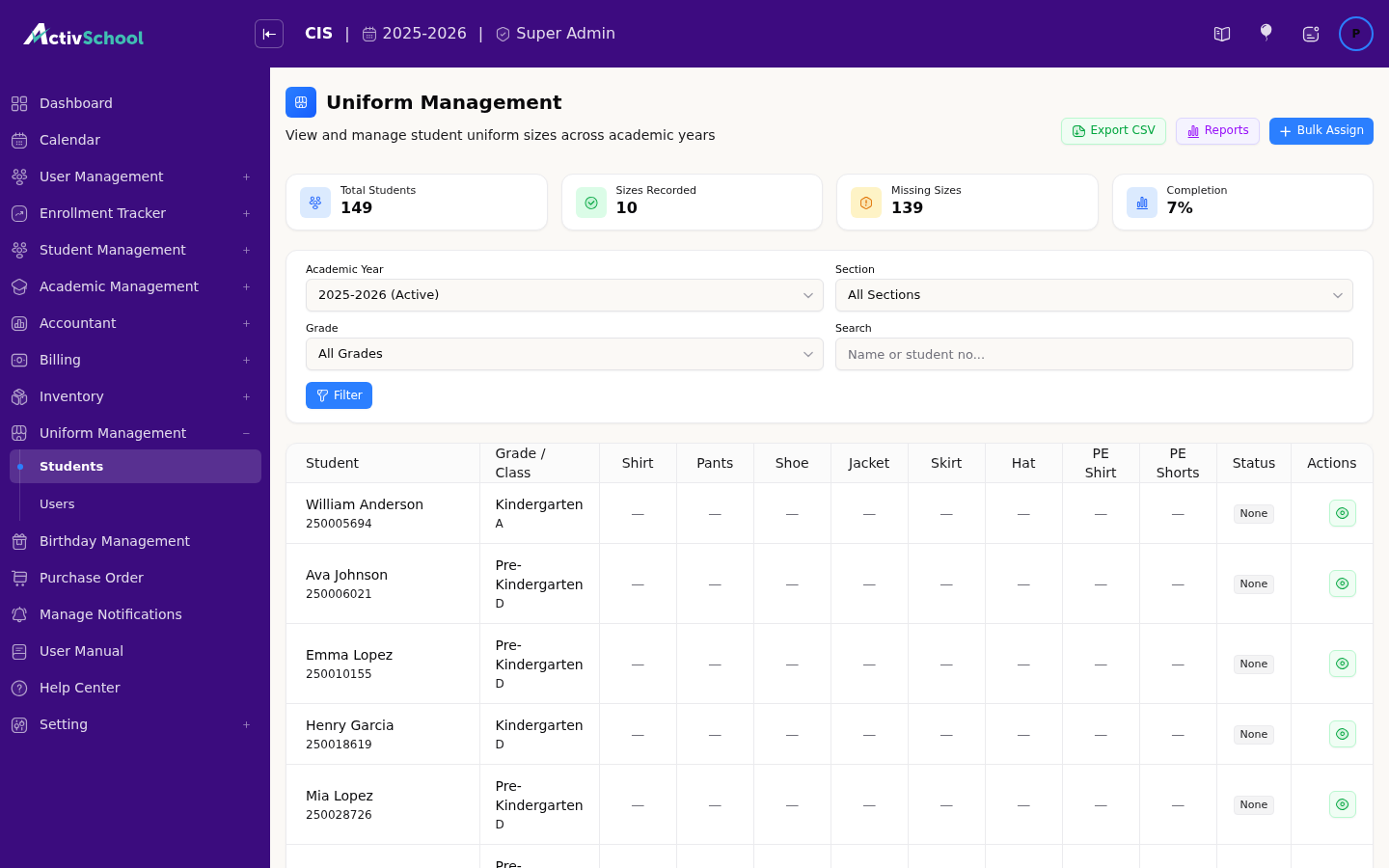Screenshot of Uniform