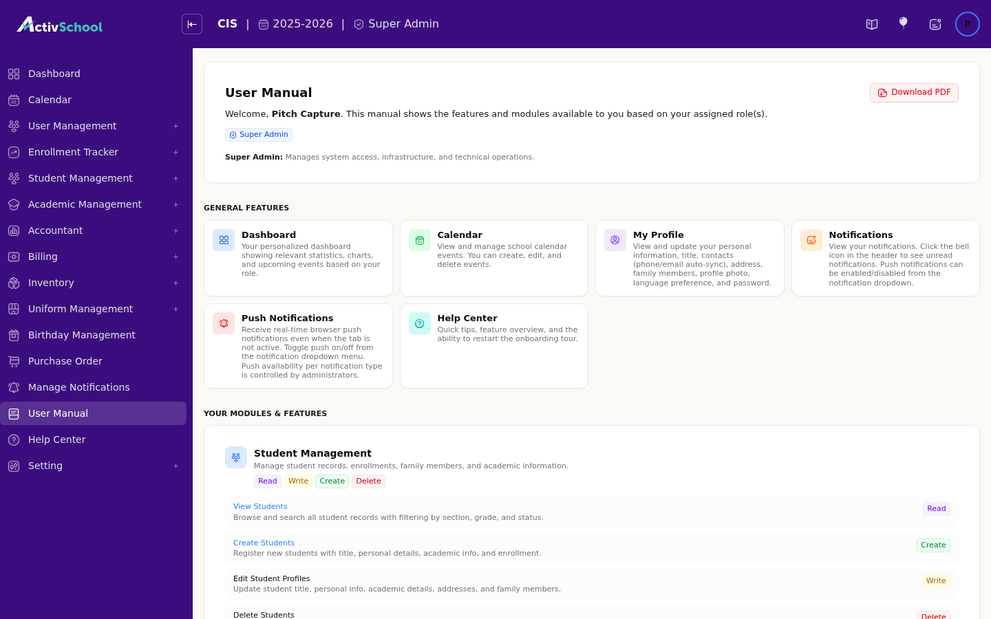 Screenshot of User Manual