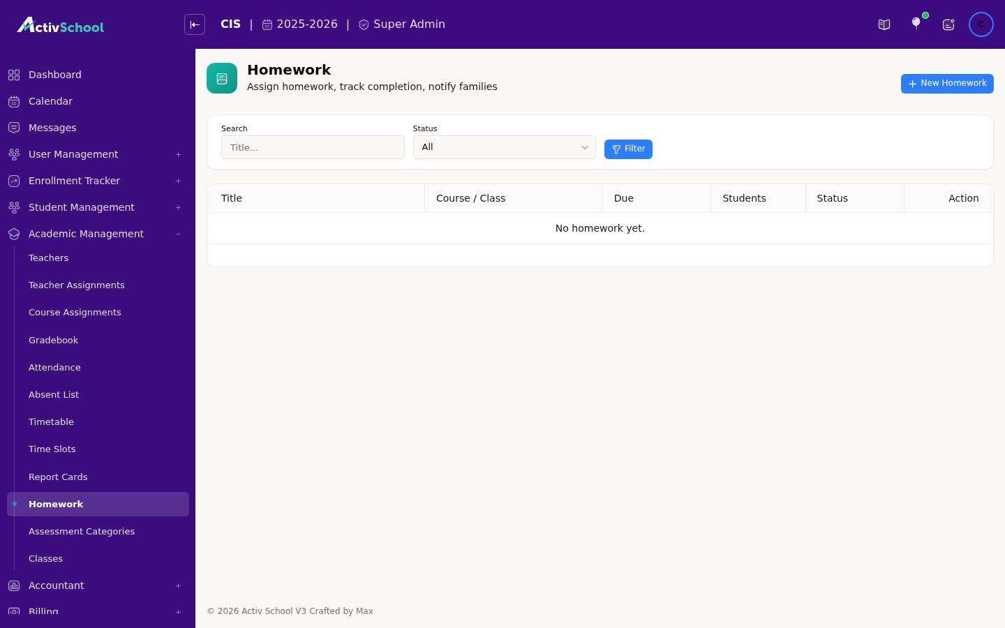 Screenshot of Homework