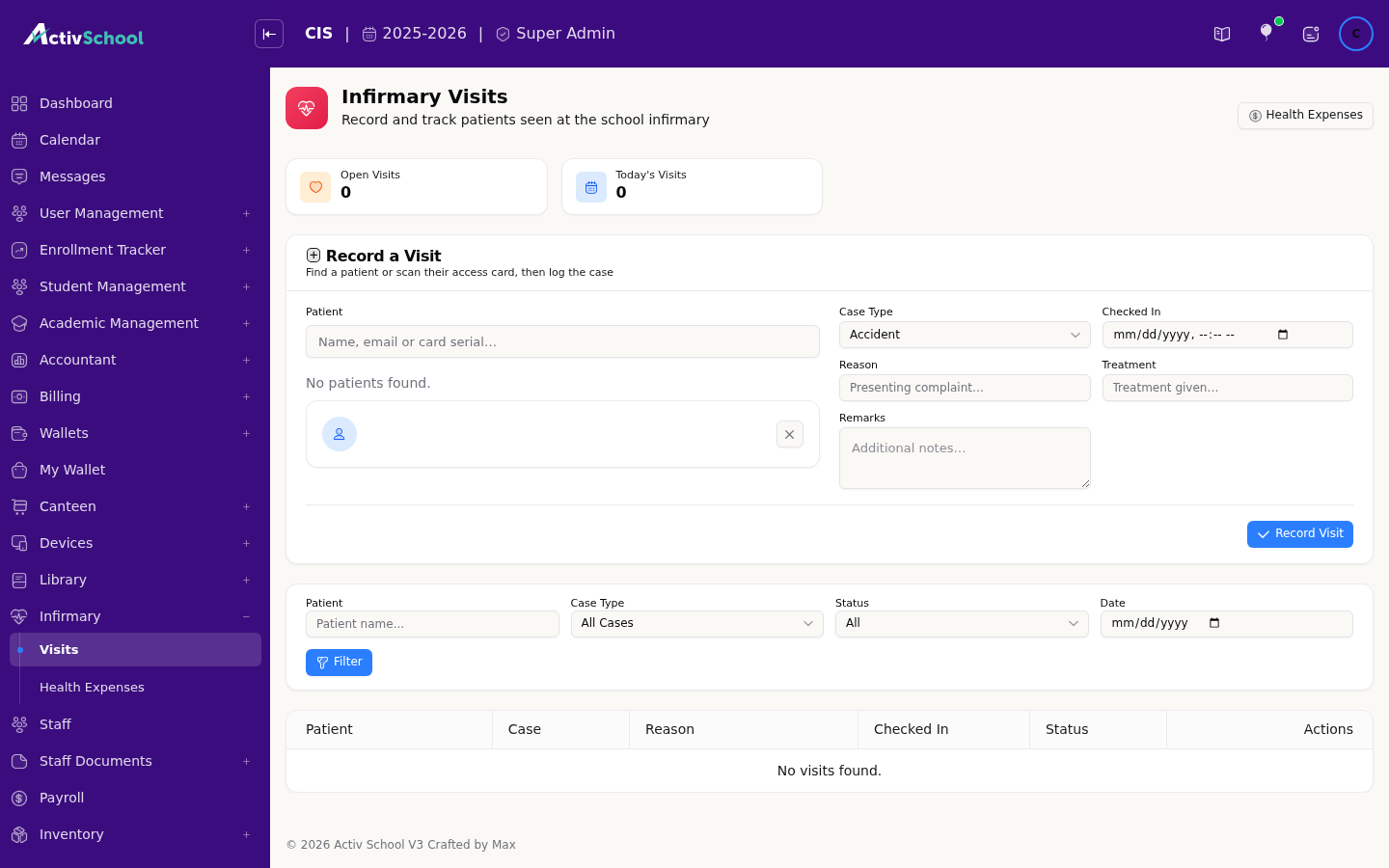 Screenshot of Infirmary & Health