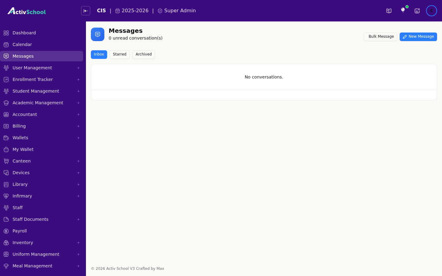 Screenshot of Messaging