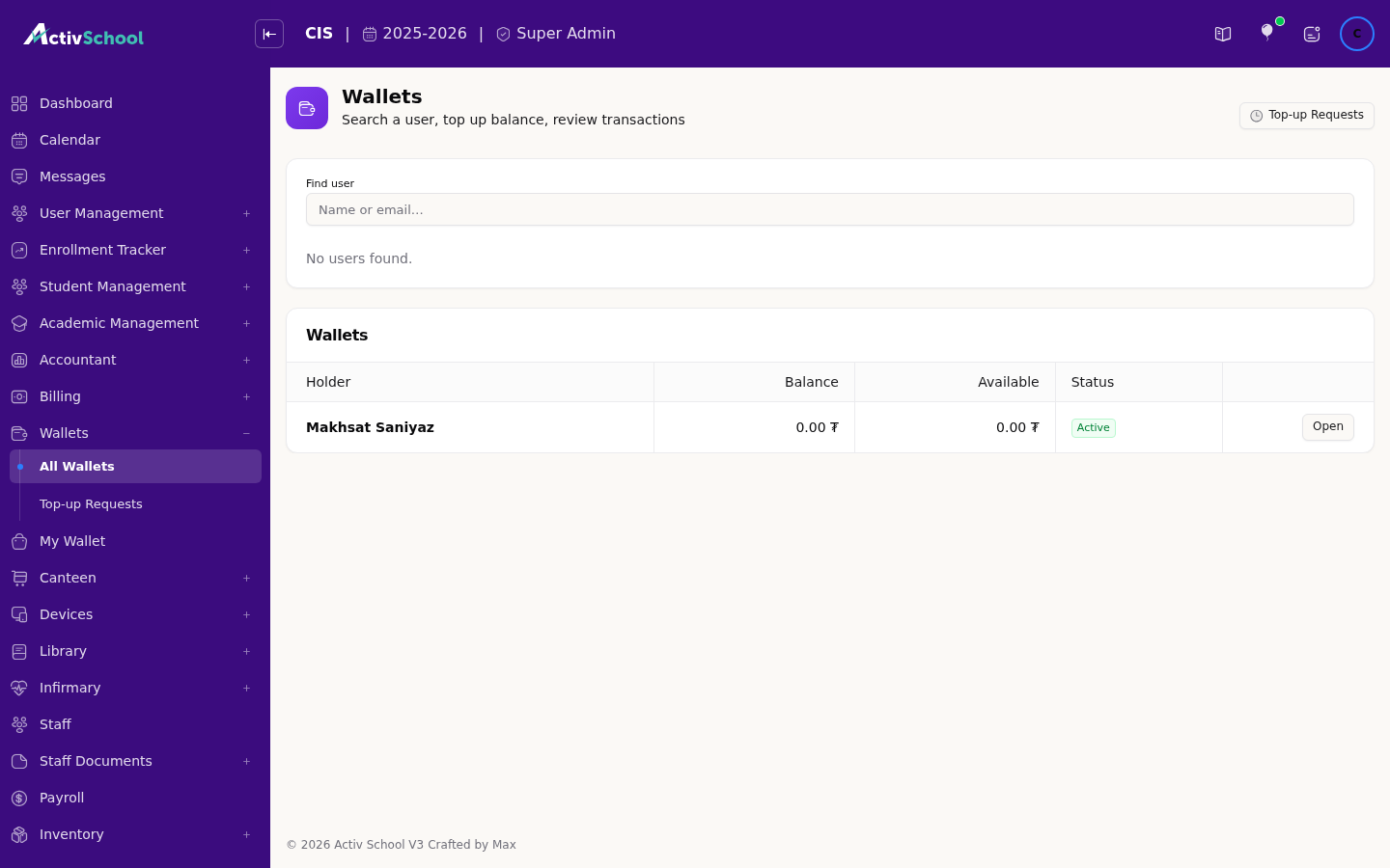 Screenshot of Wallet